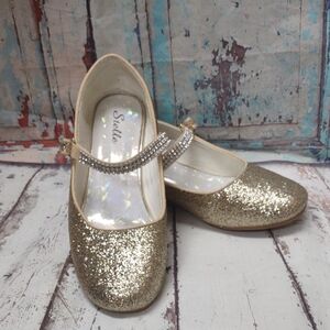 Gold Glitter Girls Shoes